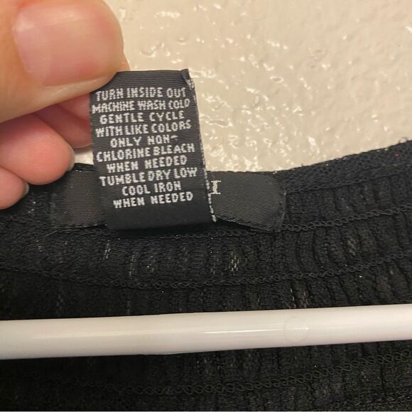 Alfani Sheer mesh Lace Embroidered black goth Blouse swimsuit cover-up nylon 1X - Picture 7 of 7